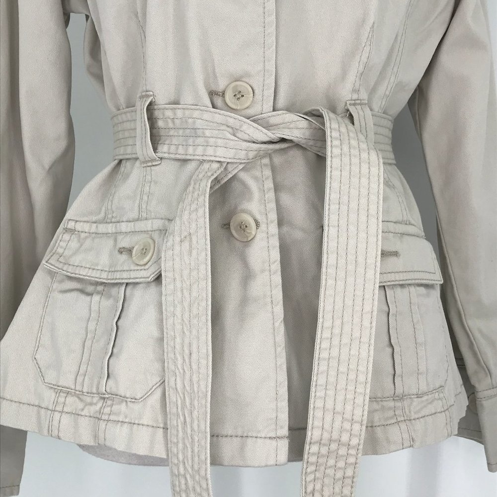 French Cuff Tan Khaki 4-Pocket Belt Utility Jacket - Picture 7 of 11